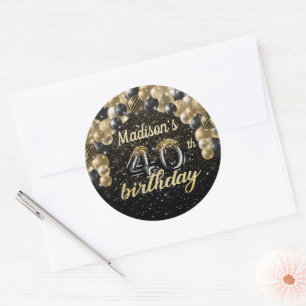 Black Gold Personalisiert 40. Geburtstag Runder Aufkleber