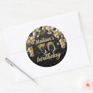 Black Gold Personalisiert 50. Geburtstag Runder Aufkleber