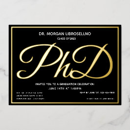 Black Gold PhD-Abschluss Folieneinladung