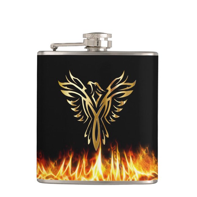 Black Gold Phoenix Flammen 6 oz. Flachmann (Vorderseite)