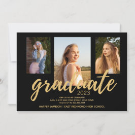 Black Gold Photo 2023 Graduation Party Invitation