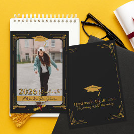 Black Gold Photo Class 2026 Graduate Announcement Einladung