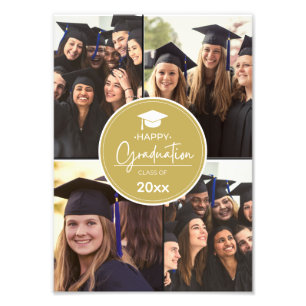 Black Gold Photo Collage Happy Graduation