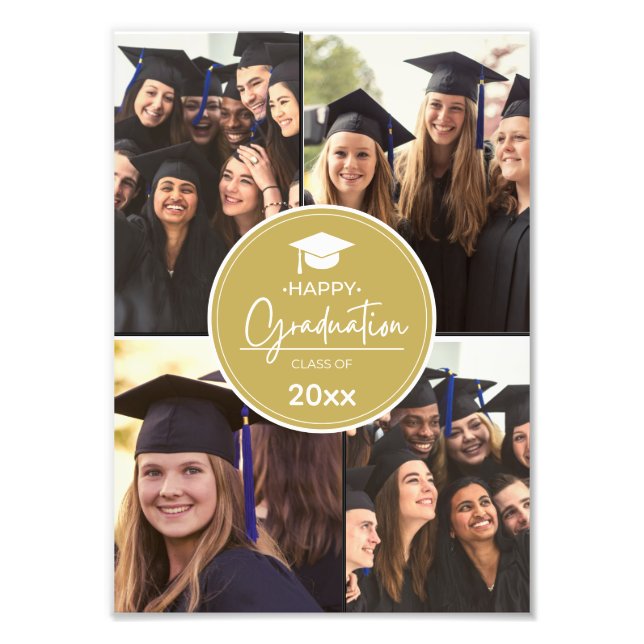 Black Gold Photo Collage Happy Graduation (Devant)