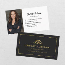 Black Gold Photo Real Estate Agent Business Card