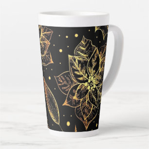 Black & Gold Poinsettias & Holly Milchtasse