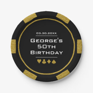 Black Gold Poker Chip Las Vegas Casino Pappteller