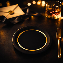 Black & Gold Poker Night Party Plates Pappteller