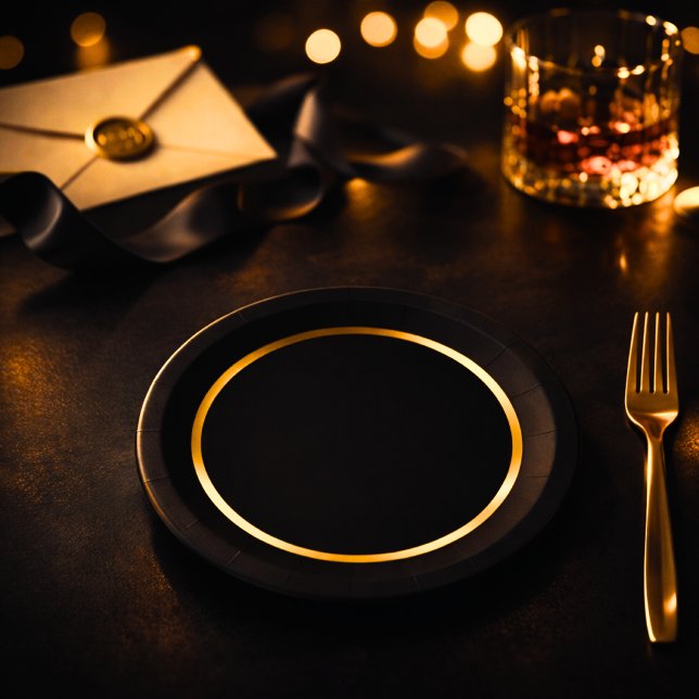 Black & Gold Poker Night Party Plates Pappteller (Von Creator hochgeladen)