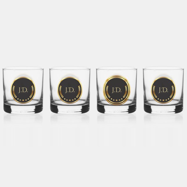 Black & Gold Poker – Personalized Monogram Whiskyglas (Hinten)