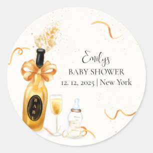 Black Gold Poppin Flaschen Champagne Baby Dusche Runder Aufkleber