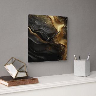 Black Gold Prinkle Quadratische Wanduhr