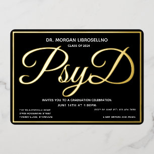 Black Gold PsyD Abschluss Folieneinladung