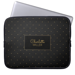 Black-Gold-Punkte und Individuelle Name Laptopschutzhülle