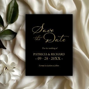 Black Gold QR Code Hochzeit speichern das Datum Postkarte