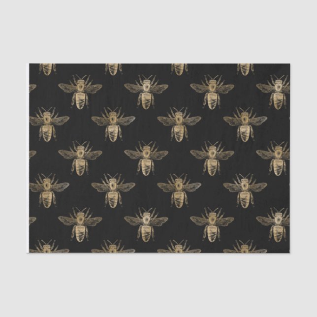 Black & Gold Queen Bee Tissue Paper Seidenpapier (Vorderseite)