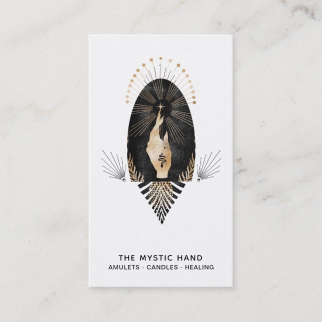 *~* Black Gold Rays Mystic Hand Schlange Visitenkarte (Vorderseite)