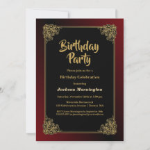 Black Gold Red Birthday Party