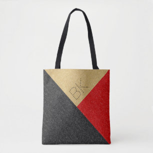 Black Gold Red Glitzer Chic Monogram Personalisier Tasche