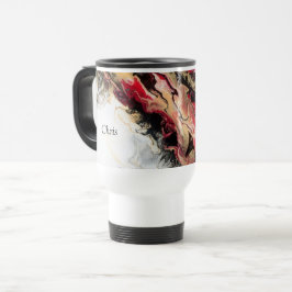Black Gold Red Negative Space Abstrakt personalisi Reisebecher