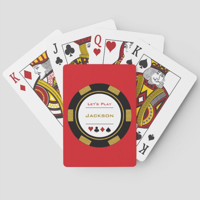 Black Gold Red White Casino Poker Chip Custom Spielkarten (Rückseite)
