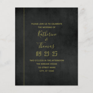 Black & Gold Regal Wedding Einladung Budget Flyer