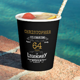 Black Gold Retro zum Geburtstag Pappbecher