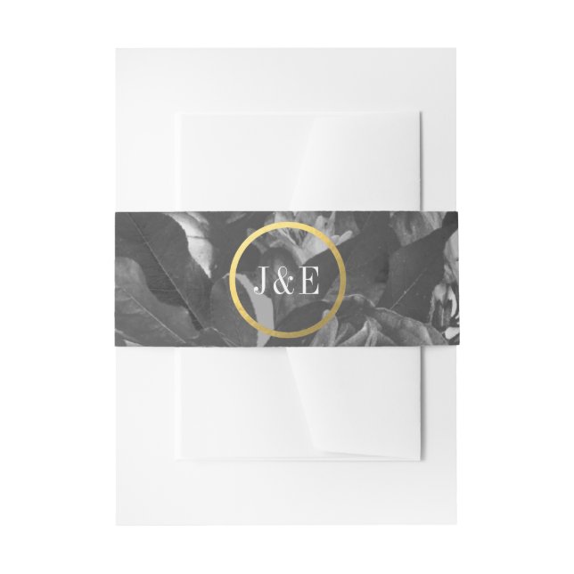 Black Gold Ring Bouquet Wedding Einladungsbanderole (Vorderseite Beispiel)