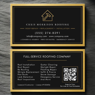 Black Gold Roofing Construction Services QR-Code Visitenkarte