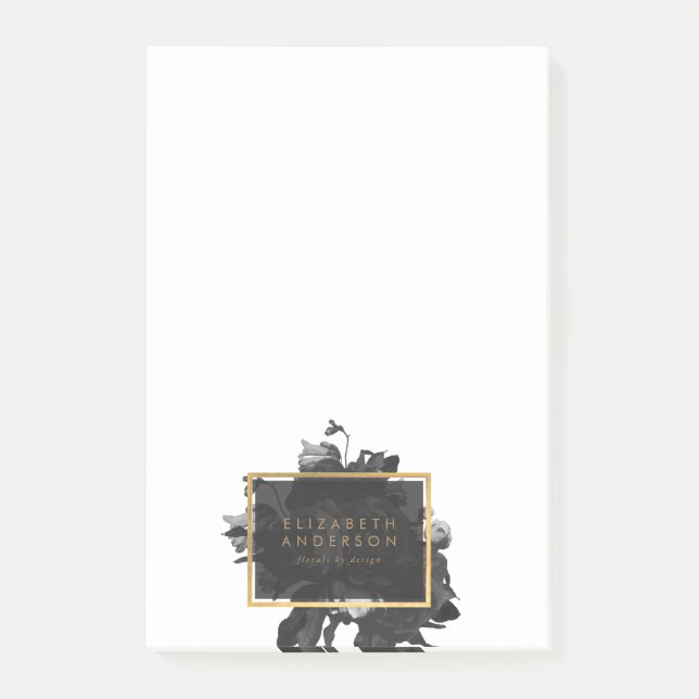 Black Gold Rose Bouquet Business Post-it Klebezettel (Vorderseite)