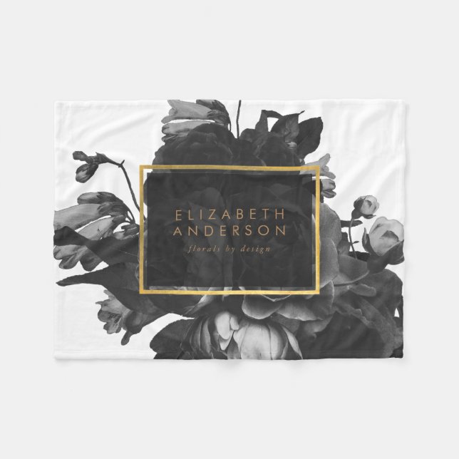 Black Gold Rose Bouquet Merch Fleecedecke (Vorderseite (Horizontal))