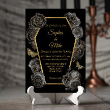 Black & Gold Rose Coffin Gotische Hochzeit