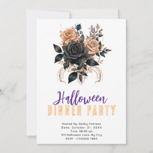 Black & Gold Rose Gotisches Halloween Party Einladung