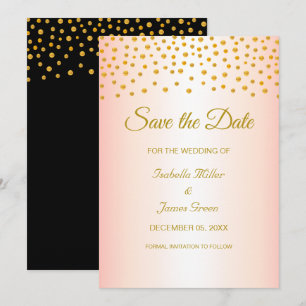Black Gold Rose Hochzeit Sichern Sie das Datum der Karte