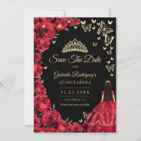 Black Gold Rote Rosen Schmetterlinge Quinceanera