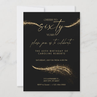 Black & Gold Royal 60th Birthday Invitation   Einladung
