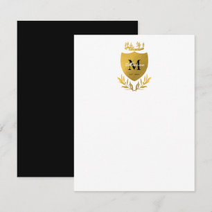 Black & Gold Royal Emblem Shield Monogram Mitteilungskarte