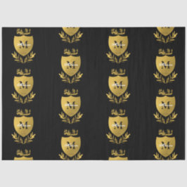 Black & Gold Royal Emblem Shield Monogram Seidenpapier