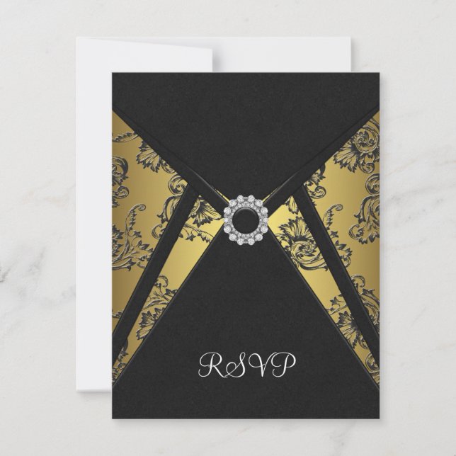 Black Gold RSVP-Karte RSVP Karte (Vorderseite)