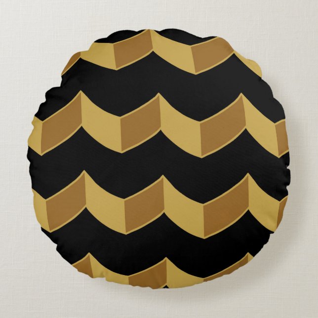 Black Gold Rundes Kissen (Vorderseite)