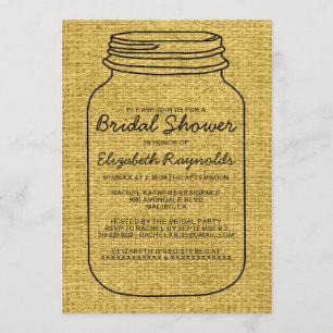 Black Gold Rustic Mason Jar Brautparty Einladung