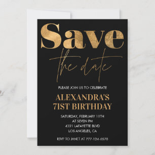 Black Gold Save the Date 71. Geburtstag Einladung