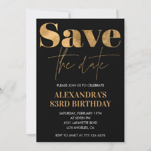 Black Gold Save the Date 83. Geburtstag Einladung