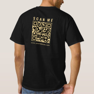 Black Gold Scan Me QR-Code Mens beidseitige Printw T-Shirt