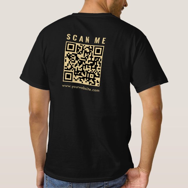 Black Gold Scan Me QR-Code Mens beidseitige Printw T-Shirt (Rückseite)