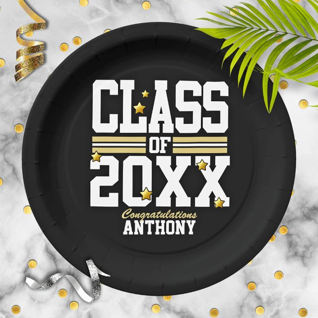 Black|Gold Schließ Class Jahr Pappteller (Von Creator hochgeladen)