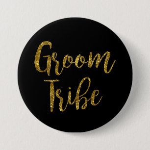 Black & Gold Schrift GroomTribe Knopf Button