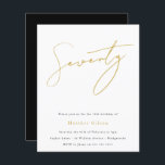 Black & Gold Script Budget 70. Geburtstag Einladun<br><div class="desc">Schwarz & Gold Script Budget 70. Geburtstag Einladung Sehen Sie passende Artikel in Nest und Nest Store</div>