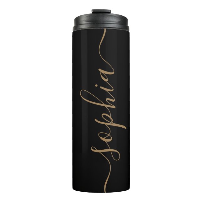Black Gold Script Custom Thermal Tumbler Thermosbecher (Vorderseite)