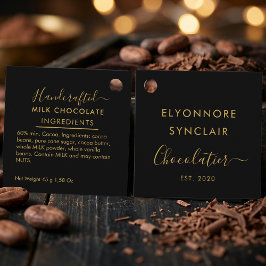 Black Gold Script Milk Chocolate Ingredients Geschenkanhänger